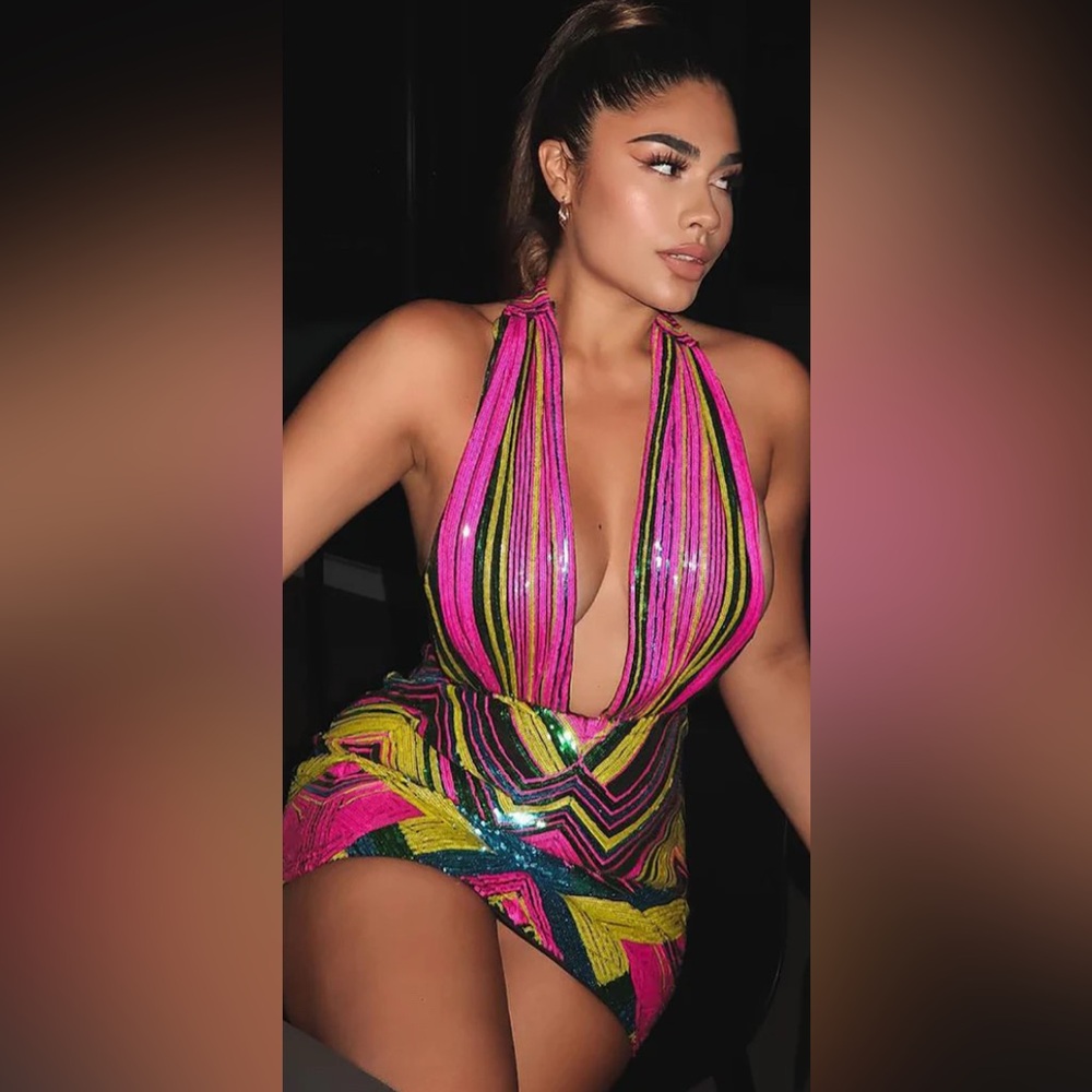 Fashion Nova Multicolor Backless Dress